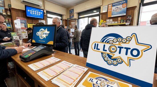 Italian Lotto draw screen in a shopping centre in Italy